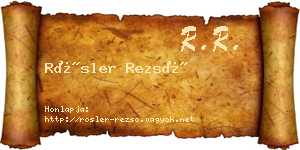 Rösler Rezső névjegykártya